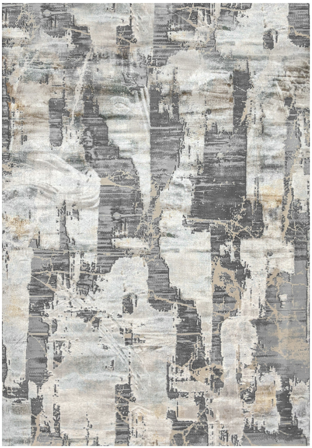 Area Rug 17203 L Gray Cream Emojy 5' x 8'