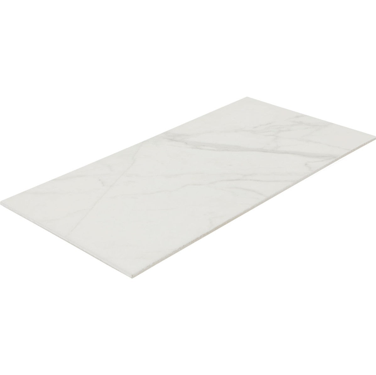 White marble rectangular matte tile on a white background