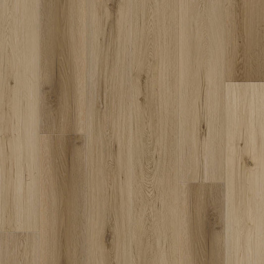 Close-up of a wooden floor with a natural finish. BiYork Hydrogen 6 Harvest vinyl plank floor.
