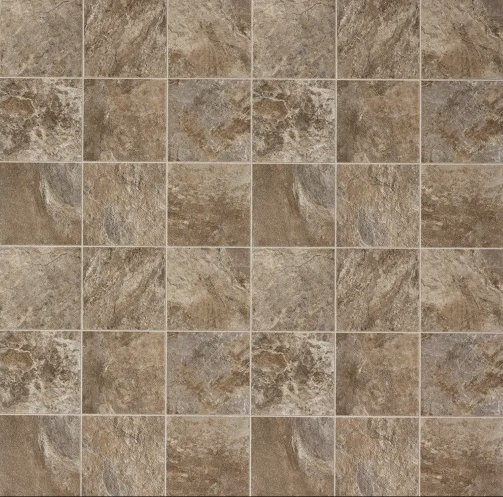 Pattern of brown tiles with a stone-like texture