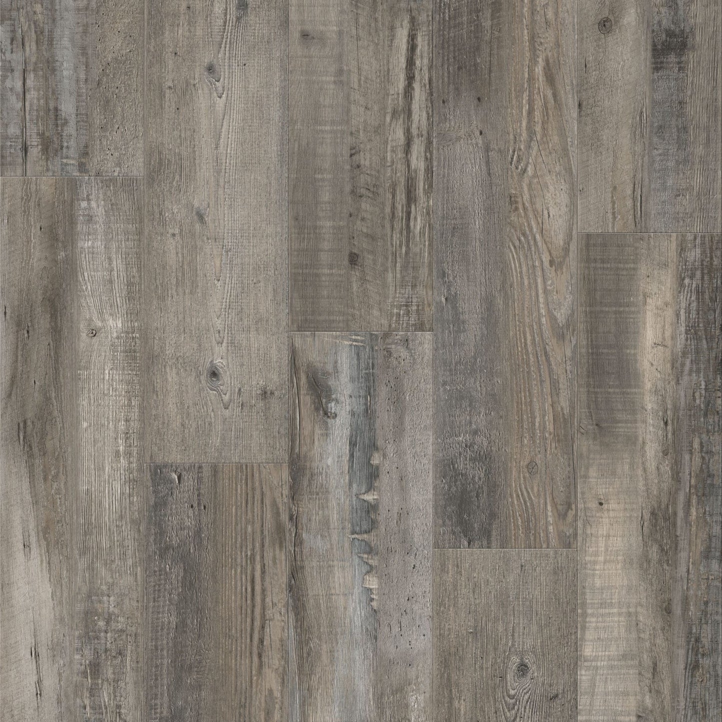 Wooden flooring with a rustic, grayish-brown pattern